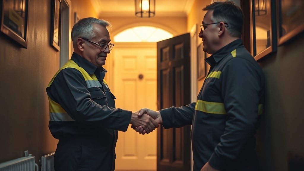 Engineer shaking hands with a Balham homeowner after locating their leak